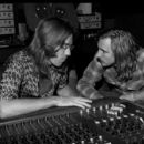 Ray Manzarek and Joe Walsh, in recording studio in 1973