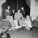 Marilyn Cole, Hugh Hefner, Barbi Benton, Connie Kreski on Playboy Jet 1971