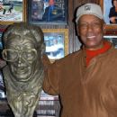 Ernie Banks With Harry Caray's Bust