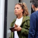 Angela Griffin – Wearing long green coat while walking in Hampstead