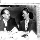 1953 featuring McCarthy Meets Bride -- To -Be on Luncheon Date --- Keeping a luncheon date today at the Carroll Arms near the Capitol, Miss Jean Kerr, 29, talks with Sen. Joseph McCarthy (R-Wide) to whom, she will be a research aide to the 43-year-old red