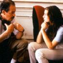 Director Denys Arcand and Jessica Pare on the set of Lions Gate's Stardom - 2000