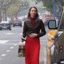 Whitney Port – Looking chic in a red dress and leather jacket