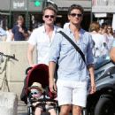 Neil Patrick Harris and David Burka taking the twins for a stroll in St. Tropez (August 2)