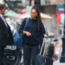 Amber Stevens West – Seen carrying her luggage while out in New York