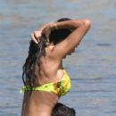 Raffaella Fico – In yellow floral bikini in Mykonos