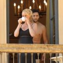 Sandra Lee – Seen with Ben Youcef on their balcony in Cernobbio