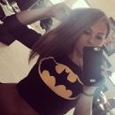 Viola Bailey (Violeta Jurgis Arturovna) wears a Batman crop top - Instagram - April 29, 2016