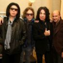 (L-R) Musician Gene Simmons, Photographer Mick Rock, musician Paul Stanley and Designer/Author John Varvatos attend the "John Varvatos: Rock In Fashion" book launch held at Neiman Marcus on November 6, 2013 in Beverly Hills, California.