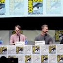 Producer Charlotte Huggins, actor Dane DeHaan and musicians James Hetfield and Lars Ulrich speak onstage at "At The Drive-In With Metallica" during Comic-Con International 2013 at San Diego Convention Center on July 19, 2013 in San Diego, California