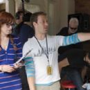 RUMER WILLIS and Director STEWART HENDLER on the set of SORORITY ROW. Photo Credit: Michael Desmond. (c) 2008 Summit Entertainment, LLC. All rights reserved.