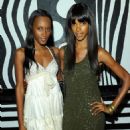 Models Jaunel McKenzie and Quiana Grant attend the alice + olivia by Stacey Bendet M.A.C. Cosmetics collection launch at Beauty Bar on July 14, 2010 in New York City