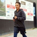 Adele Roberts spotted jogging out in London