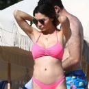 Jasmine Tosh in Pink Bikini at a beach in Miami