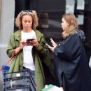 Angela Griffin – Wearing long green coat while walking in Hampstead