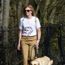 Jane Danson – stroll with her Labrador dog in the Cheshire sunshine