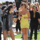 Riley Reid in Yellow Mini Dress at KSI vs Logan Paul Press Conference in Los Angeles