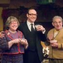 (L-r) KATHY BATES as Mother Claus, KEVIN SPACEY as Clyde and TREVOR PEACOCK as Papa Claus in Warner Bros. Pictures’ holiday comedy “Fred Claus,” distributed by Warner Bros. Pictures. The film stars Vince Vaughn and Paul Giamatti. Photo b