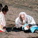Great Lord Hidetora (Tatsuya Nakadai) laments the loss of his slain son Saburo (Daisuke Ryu) in Akira Kurosawa's Ran - 1985, re-released by Winstar in 2000