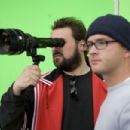 Kevin Smith, director and star of and David Klein, director of photography of Clerks II on set. Photo courtesy of The Weinstein Company/ Darren Michaels, 2006.
