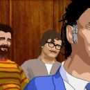 Animated shot of defense attorney William Kunstler (voice by William Kunstler) in CHICAGO 10, a film by Brett Morgen. Courtesy of Roadside Attractions