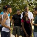 (L-r) BRANDON T. JACKSON as Benny, VINCE GREEN as Malik, NATURI NAUGHTON as Stacie, JASON WEAVER as Ray-Ray and BOW WOW as Kevin Carson in Alcon Entertainment's comedy 'LOTTERY TICKET,' a Warner Bros. Pictures release. Photo by David Lee