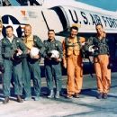 The Original 7. L-R: Scott Carpenter, Gordo Cooper, John Glenn, Gus Grissom, Wally Schirra, Alan Shepard, Deke Slayton. NASA Photo.