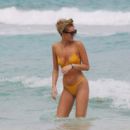 Elise Dalby in Yellow Bikini on the beach in Tulum