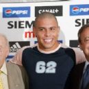 Florentino Perez (R) signed Ronaldo in 2002 for £36.3million from Inter Milan