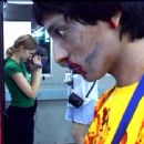 Young filmmaker Emily Hagins and zombie actor in Zombie Girl: The Movie make up. Photo courtesy  Zombie Girl: The Movie, LLC