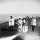 Tsar Nicholas II, Alexandra Feodorovna, Olga Nikolaevna, Maria Nikolaevna, Anastasia Nikolaevna, N.P.Sablin and V.K.Molokhovets, 18th April 1914.