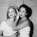 Charlotte Sheffield, Miss USA 1957, of Utah, is crowned by Carol Morris, Miss Universe 1956. From 1952 until 1967, when Miss USA won the Miss Universe title, no one else became Miss USA. After 1967, Miss USA's first runner up accepted the title