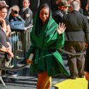 Justine Skye – Pictured in green robe-style coat at iHeart Awards in Hollywood