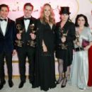 (L-R) Michael Zegen, Daniel Palladino, Amy Sherman-Palladino, Alex Borstein and Rachel Brosnahan At The 70th Primetime Emmy Awards - Press Room (2018)