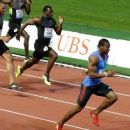 Yohan Blake, right, wins ahead of Tyson Gay, from the US, left, during the men's 100-metre sprint at the Diamond League Athletics meeting in Lausanne, Switzerland. Source: AP