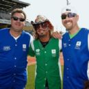 Vince Gill, Bret Michaels and Stephen Bess step up to strike out cancer at City of Hopes 25th Annual Celebrity Softball Game at First Tennessee Park on June 13, 2015 in Nashville, Tennessee.