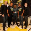 Adidas Head of Sport Performance Eric Liedtke, Olympic Medalist Maurice Greene, Two-time Olympic Champion Haile Gebrselassie, Olympic Medalist Yohan Blake and adidas Creative Director for Sport Performance James Carnes pose for a photo at the Javits Conve
