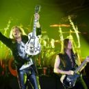 Joel Hoekstra and Reb Beach of Whitesnake perform at The Joint inside the Hard Rock Hotel & Casino as the band tours in support of "The Purple Album" on June 4, 2015 in Las Vegas, Nevada.