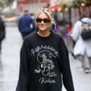 Ashley Roberts – Seen wearing a jumper and leather trousers at Heart radio studios in London