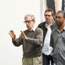 (Left to right) Writer/director Woody Allen confers with production designer Jim Clay and director of photography Remi Adefarasin on the London set of his new drama MATCH POINT, distributed domestically by DreamWorks.