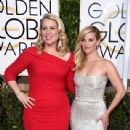 Author Cheryl Strayed and Reese Witherspoon arrives The 72nd Golden Globe Awards (2015)