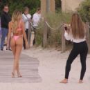 Cindy Prado – In pink bikini shoots a swimwear campaign of Art Basel 2023 in Miami - 454 x 325