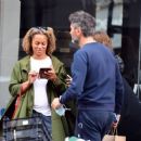 Angela Griffin – Wearing long green coat while walking in Hampstead - 454 x 380