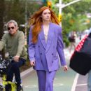 Karen Gillan – In a purple suit while out promoting her work in New York - 454 x 681