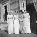 Elena von Leuchtenberg, Olga Nikolaevna, Vera of Montenegro and Tatiana Nikolaevna on the balcony of the Lower Dacha in Peterhof, 15th July 1914.