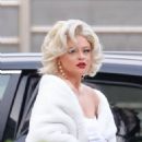 Emily Atack – Dressed as Marilyn Monroe arriving at Keith Lemon’s birthday Party - 454 x 658