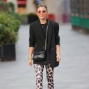 Zoe Hardman &#8211; Out in print trousers and black blazer at Heart Radio Studios in London