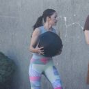 Minka Kelly – Doing ball slams while working out in Beverly Hills