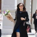 Famke Janssen – Seen with a bouquet of flowers in NYC