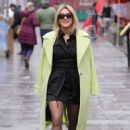 Ashley Roberts – In lime green coat at Heart radio in London